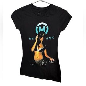 Metropark Defunct Music Clothing Store Hot DJ Women’s S Black T-Shirt RARE